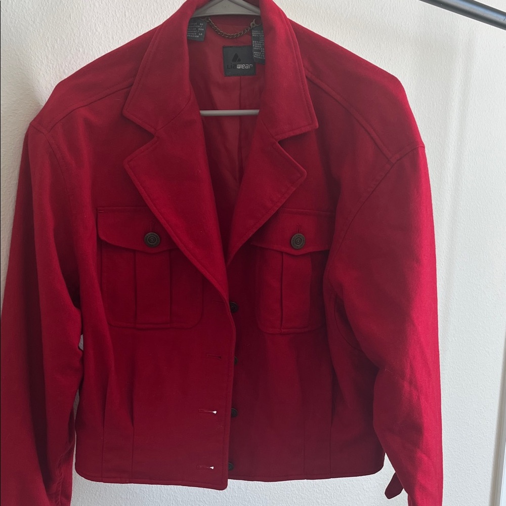 LizWear Red Utility Jacket with Flap Pockets